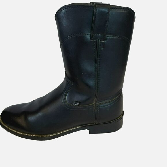 Justin JB3000 Men's Black Leather Boots Size 9.5 EE - Picture 1 of 16